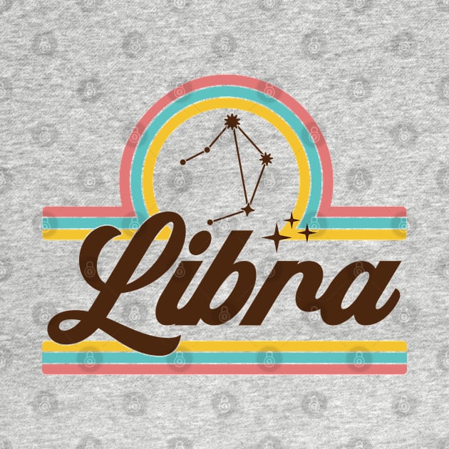 Vintage Retro Libra Sign star constellation by Krishnansh W.